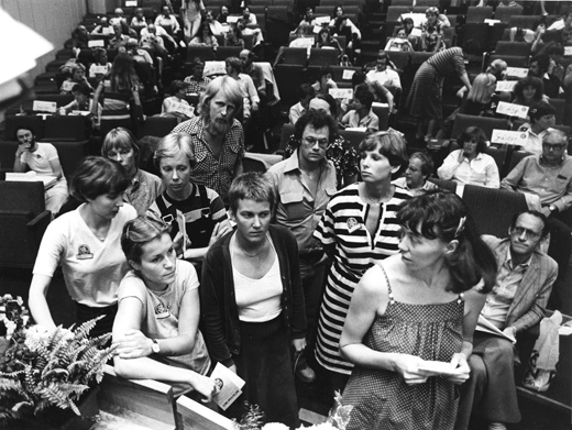 Kongressarbete med röstning på SFL:s kongress 1980. Foto Allan Myrman Kongressarbete med röstning på SFL:s kongress 1980. Foto Allan Myrman